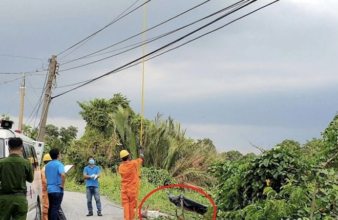 ảnh nạn nhân ngồi câu cá mắc phải dây điện cao thế