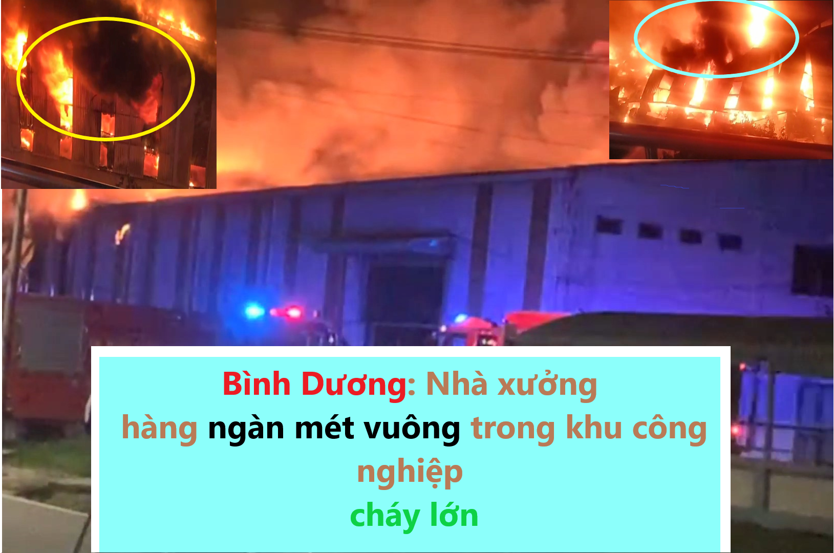 Vụ cháy lớn khoảng 2000 mét vuông nhà xưởng bao trùm trong biển lửa. Ảnh: Người dân cung cấp