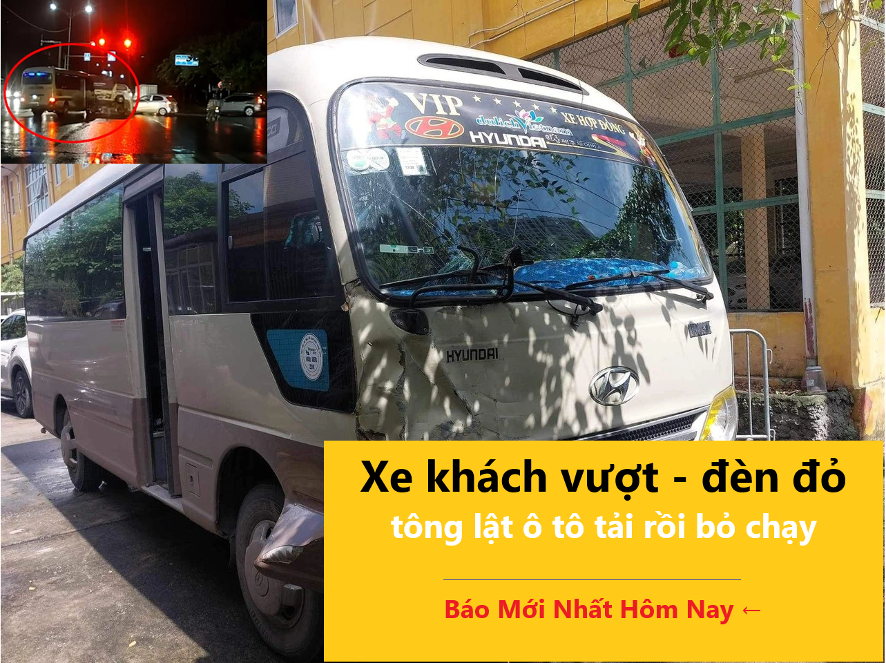 Thời điểm chiếc xe khách vượt đèn đỏ, gây tai nạn rồi bỏ chạy